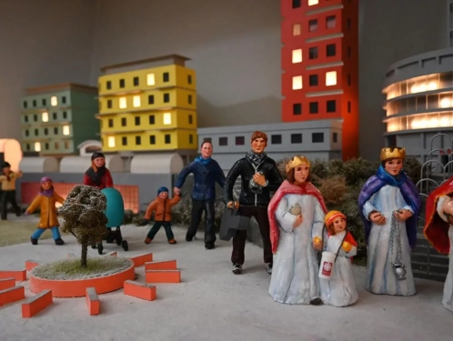 Netradiční betlém vytištěný na 3D tiskárně.